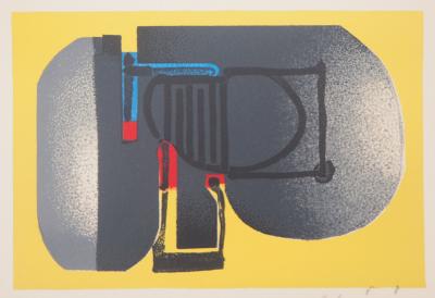 Ladislas KIJNO: Composition abstraite - Lithographie originale signée 2