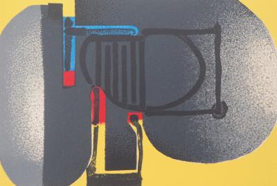 Ladislas KIJNO: Composition abstraite - Lithographie originale signée 2