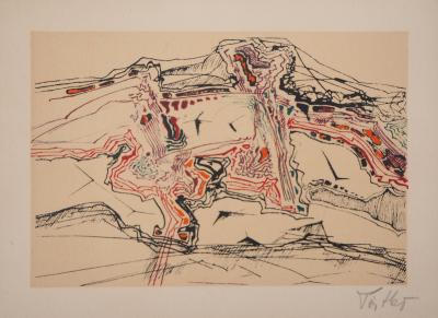 Ervin PATKAÏ: Paysage surréaliste - Lithographie originale signée 2