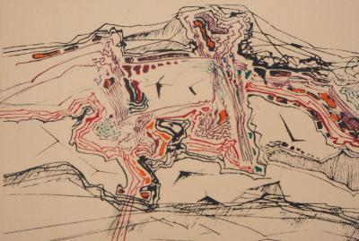 Ervin PATKAÏ: Paysage surréaliste - Lithographie originale signée 2