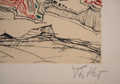 Ervin PATKAÏ: Paysage surréaliste - Lithographie originale signée 2