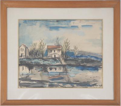 Maurice de VLAMINCK : Bord de rivière, Lithographie Signée 2