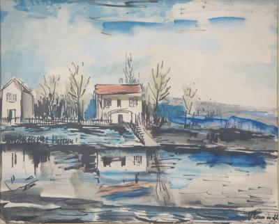 Maurice de VLAMINCK : Bord de rivière, Lithographie Signée 2
