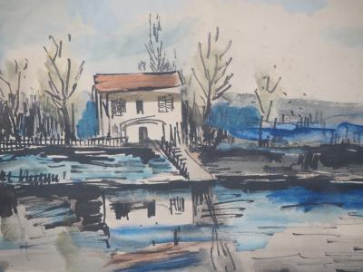 Maurice de VLAMINCK : Bord de rivière, Lithographie Signée 2