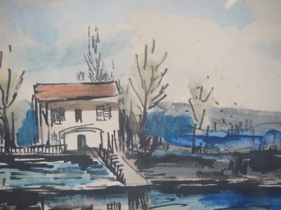 Maurice de VLAMINCK : Bord de rivière, Lithographie Signée 2
