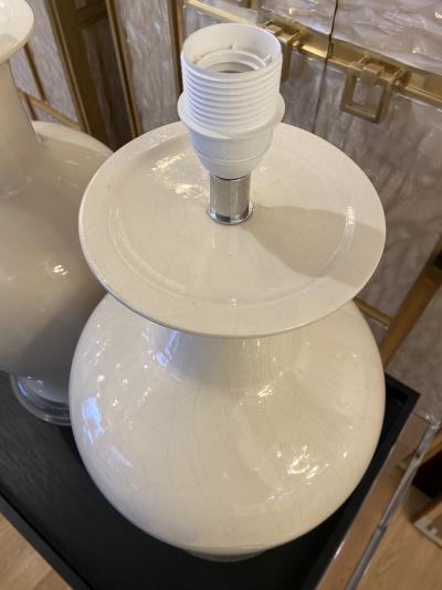 Paire de lampes en céramique craquelée, années 80 2