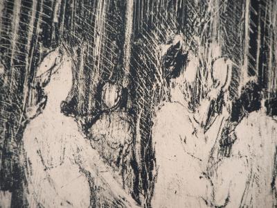 André COTTAVOZ : Le hammam  - Lithographie Originale Signée et Numérotée 2