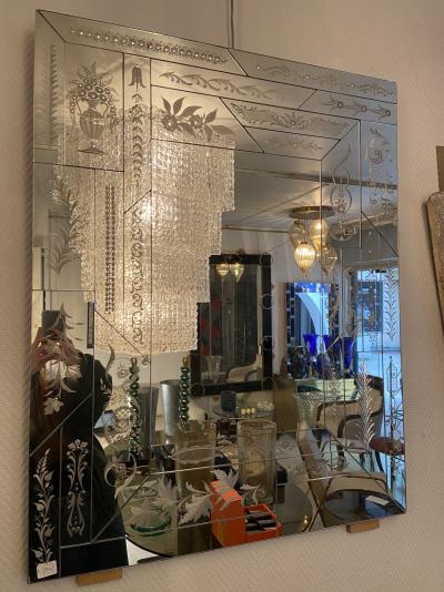 Miroir gravé en verre de Murano, vers 1970 2