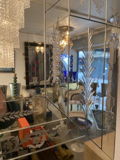 Miroir gravé en verre de Murano, vers 1970 2