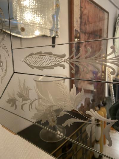 Miroir gravé en verre de Murano, vers 1970 2