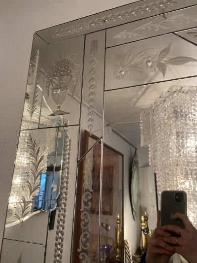 Miroir gravé en verre de Murano, vers 1970 2