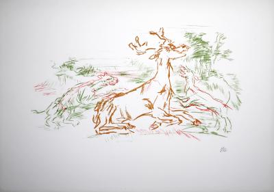 Oskar KOKOSCHKA -  Le cerf, le cygne sont des masques...Le Bal masqué, 1967 -  Original and signed lithograph 2