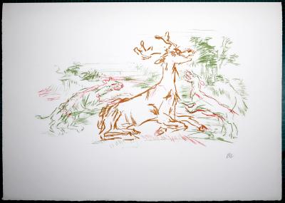Oskar KOKOSCHKA -  Le cerf, le cygne sont des masques...Le Bal masqué, 1967 -  Original and signed lithograph 2