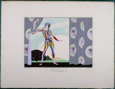 Umberto BRUNELLESCHI - Arlequin, 1914 - Pochoir original 2