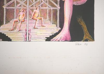 Hugh WEISS : L’homme-chat, 1978  - Lithographie Originale Signée et Numérotée 2