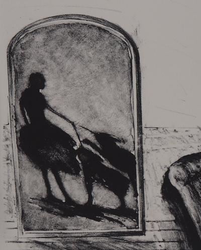 Patrick DEVREUX : Petite ballerine guidant deux chiens (A deux mains), 2008 - Lithographie Originale Signée 2