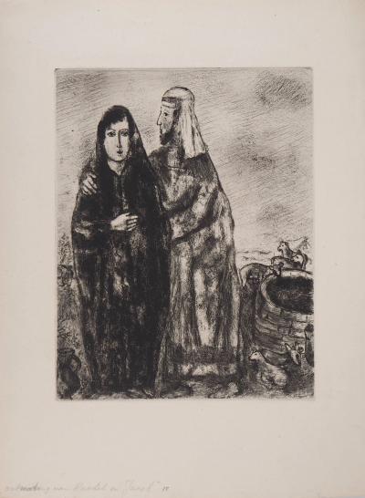 Marc CHAGALL - Bible : Rencontre de Rachel et Jacob, 1958 - Gravure originale 2