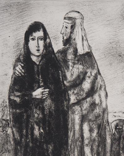 Marc CHAGALL - Bible : Rencontre de Rachel et Jacob, 1958 - Gravure originale 2