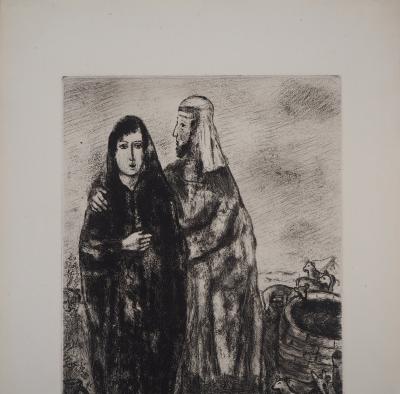 Marc CHAGALL - Bible : Rencontre de Rachel et Jacob, 1958 - Gravure originale 2