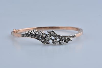 Bracelet jonc ouvrant en or rose 18 carats et en argent 2