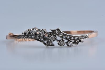 Bracelet jonc ouvrant en or rose 18 carats et en argent 2