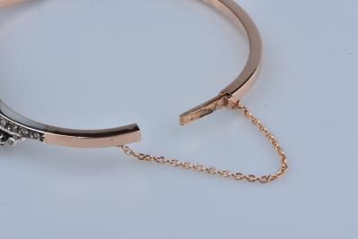 Bracelet jonc ouvrant en or rose 18 carats et en argent 2