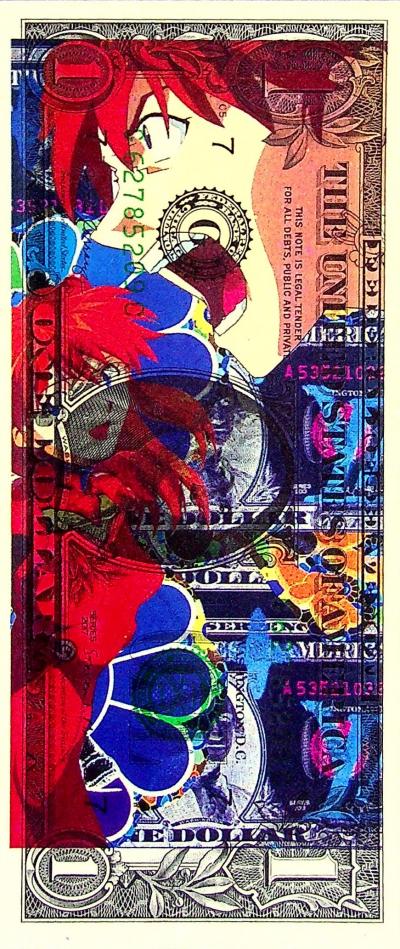 Death NYC - Manga boy screaming with Murakami flowers  - Sérigraphie originale signée 2