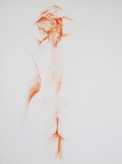 Jacqueline OBLIN - Femme debout de dos I, 1992  - Dessin signé 2