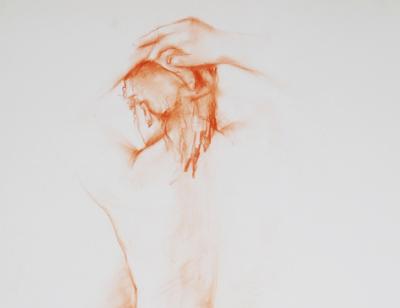 Jacqueline OBLIN - Femme debout de dos I, 1992  - Dessin signé 2