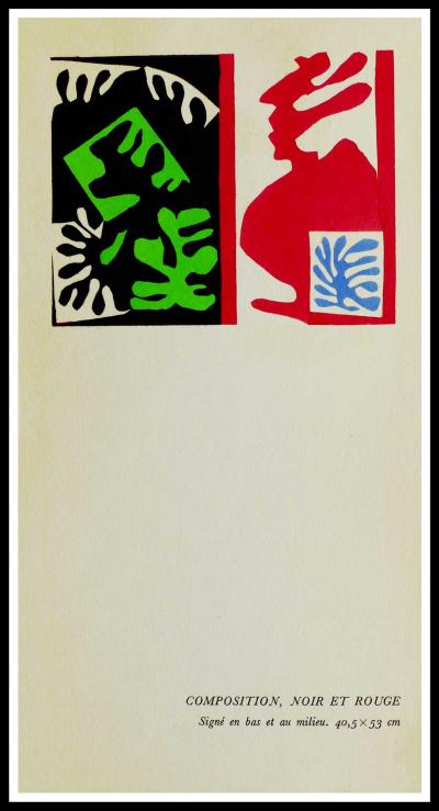 Henri MATISSE (d’après)  - Composition noire et rouge, 1953 - Pochoir 2