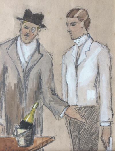 France LAMBERT - L’addition, vers 1925 - Aquarelle signée 2