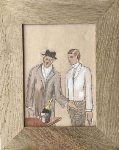 France LAMBERT - L’addition, vers 1925 - Aquarelle signée 2