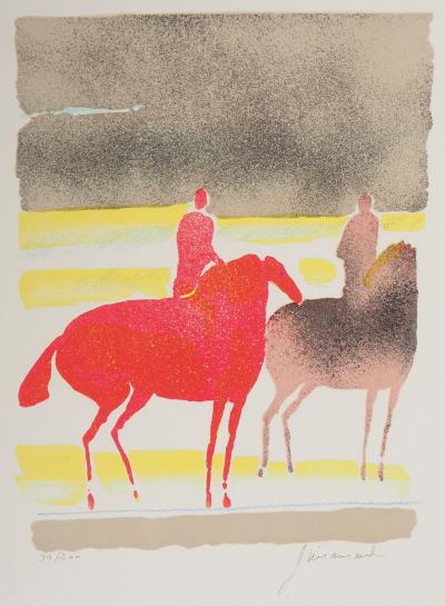 Paul GUIRAMAND : Deux cavaliers - Lithographie originale signée 2