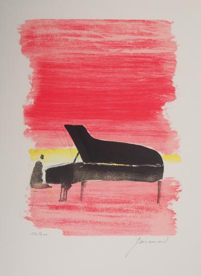 Paul GUIRAMAND : Le Pianiste - Lithographie originale signée 2