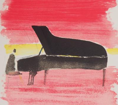 Paul GUIRAMAND : Le Pianiste - Lithographie originale signée 2