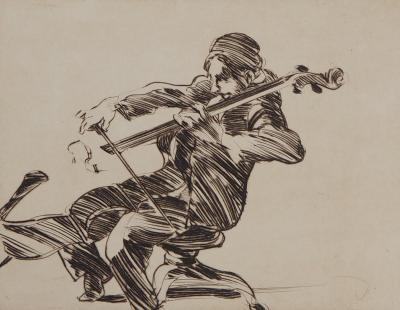 Claude WEISBUCH : Le violoncelliste - Gravure originale signée 2