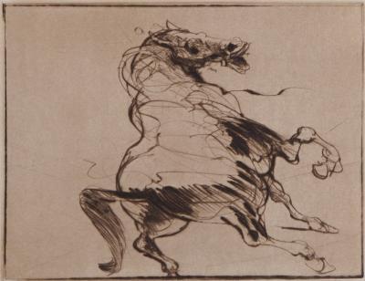 Claude WEISBUCH : Cheval cabré - Gravure originale signée 2