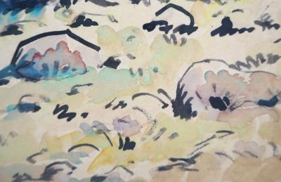 Paul-Emile PISSARRO : La paysanne et ses cochons - Aquarelle originale signée 2