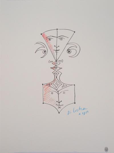 Jean COCTEAU - Visage multiface, 1958 - Lithographie signée 2