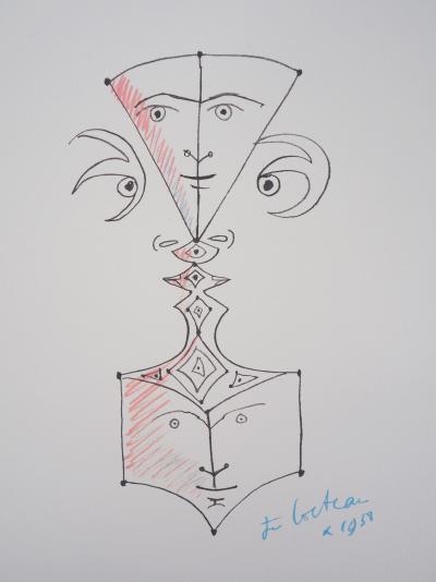 Jean COCTEAU - Visage multiface, 1958 - Lithographie signée 2