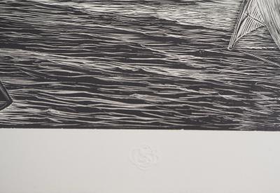 Herbert LESPINASSE - Argosie, Palais au bord de la mer, 1924 - Bois gravé original signé 2