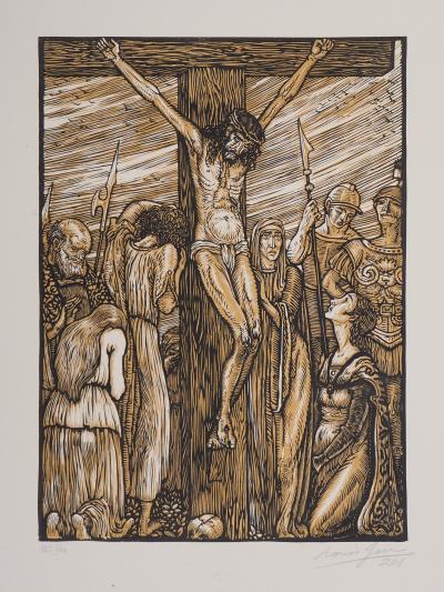 Louis JOU : Crucifixion, 1924 - Bois gravé original signé 2