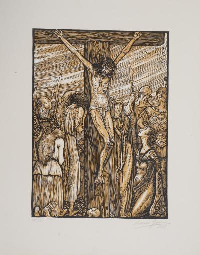 Louis JOU : Crucifixion, 1924 - Bois gravé original signé 2