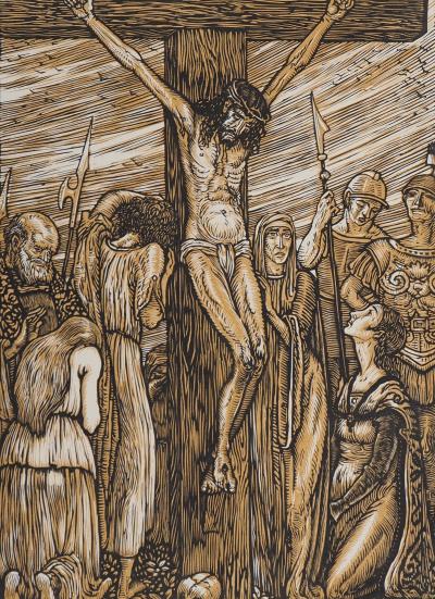 Louis JOU : Crucifixion, 1924 - Bois gravé original signé 2
