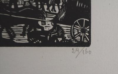 Paule MARROT : Paris : Le Square de la Tour St-Jacques, 1929 - Bois gravé original signé 2