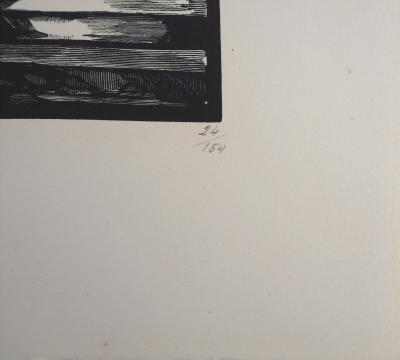 Jules Léon PERRICHON : La Terrasse du pavillon Gustave Flaubert, 1923 - Bois gravé original signé 2