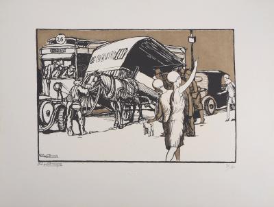 Georges BRUYER : L’Accident, dans la rue, 1929 - Bois gravé original signé 2