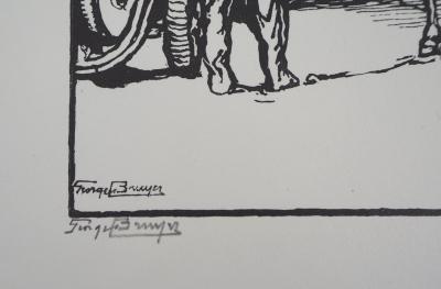 Georges BRUYER : L’Accident, dans la rue, 1929 - Bois gravé original signé 2