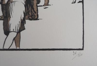 Georges BRUYER : L’Accident, dans la rue, 1929 - Bois gravé original signé 2
