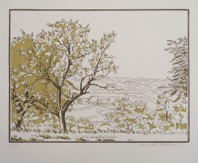 Camille BELTRAND : La Valée à Verdelot, 1924 - Bois gravé original signé 2